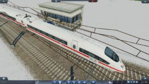 Transport Fever : ICE, poste d'aiguillage et neige